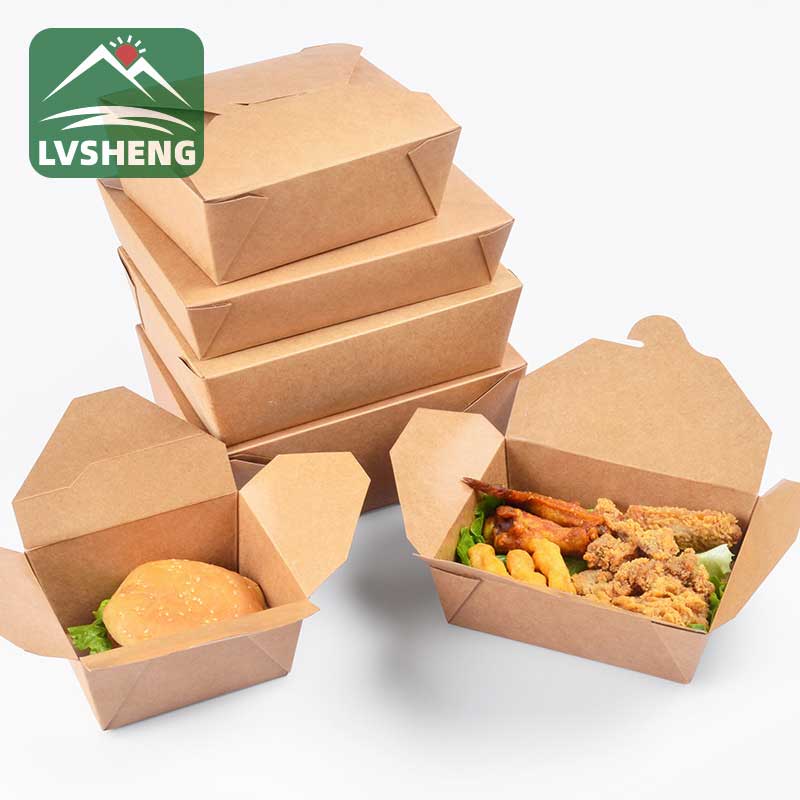 ඉවත දැමිය හැකි Take Away Kraft Paper Meal Box